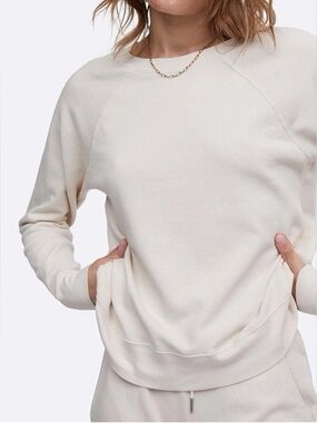 MATE the Label Organic Lightweight Terry Raglan Crew Sweatshirt Bone Small